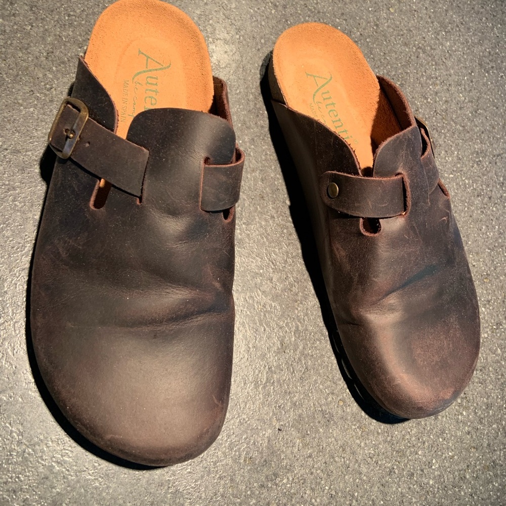Birkenstock Dark Brown Leather Slip-Ons